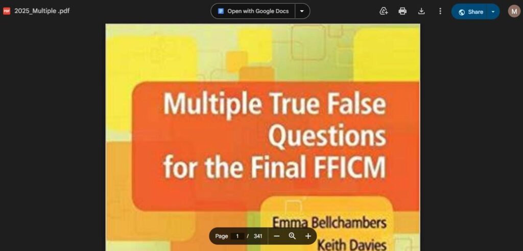 how to download Multiple True False Questions for FFICM Final pdf
